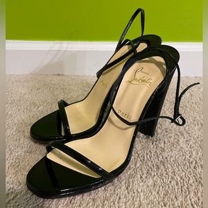 $895 Christian Louboutin ankle strap patent-leather sandals, Size EU 40|US 9.5